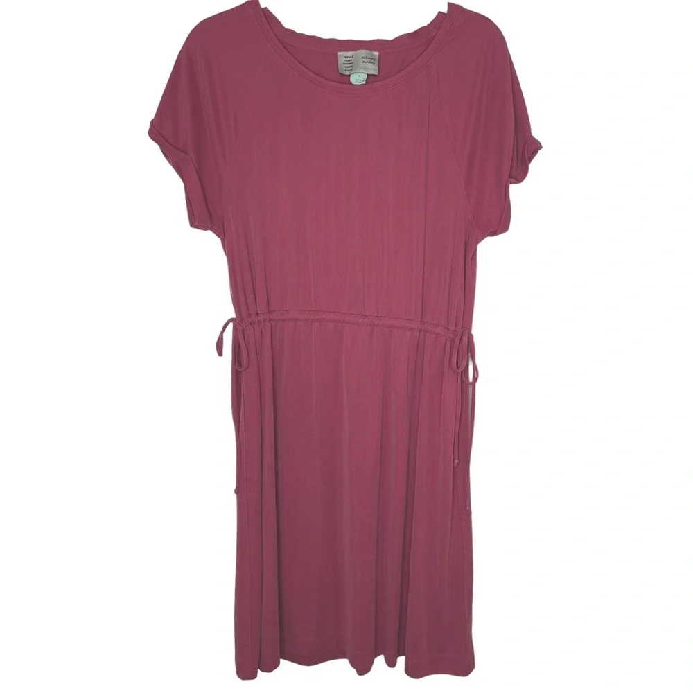 Anthropologie Saturday Sunday Pink Cupro Drawstring Waist Dress in Size Medium‎